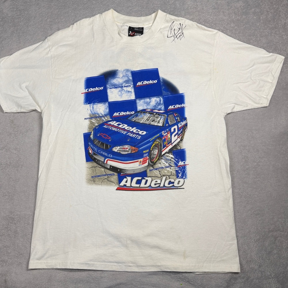 Chase Authentics NASCAR T-Shirt Mens Large White Kevin Harvick 2000 AC Delco Tee